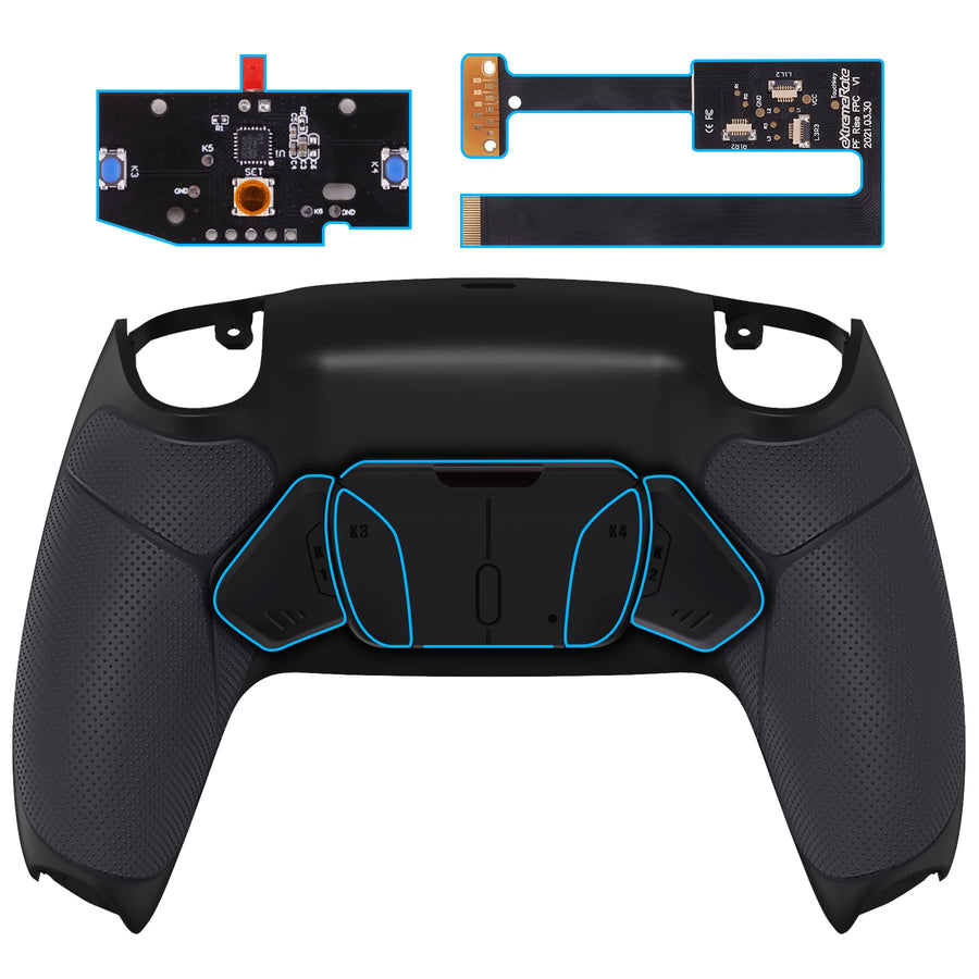 Black Rubberized Grip Programable RISE4 Remap Kit for PS5 Controller BDM 010 & BDM 020, Upgrade Board & Redesigned Back Shell & 4 Back Buttons for PS5 Controller - Controller NOT Included