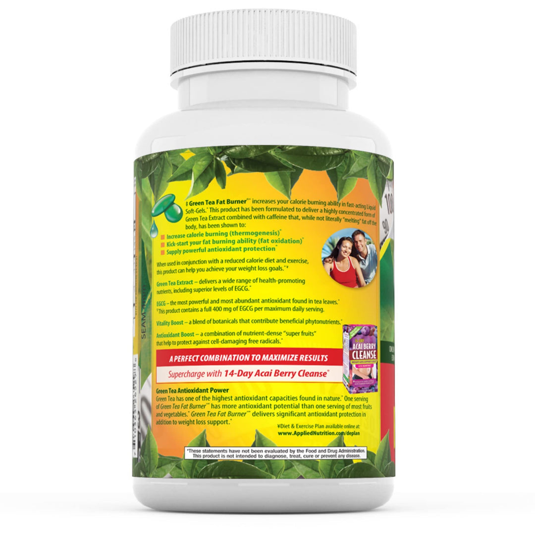 Green Tea Fat Burner, Maximum Strength with 400 mg EGCG, Fast-Acting, 90 Liquid Soft-Gels (Pack of 2)