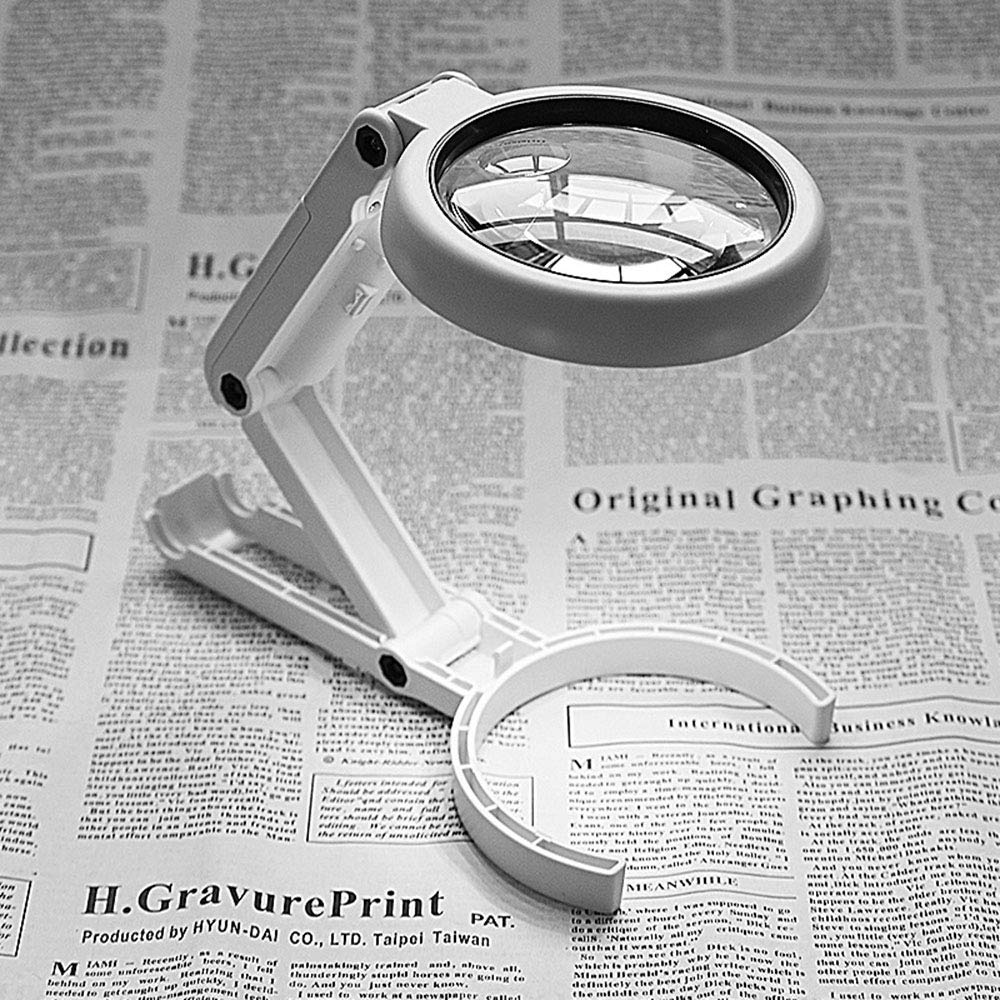 Magnifier Glass Table Lamp,5X/11X Foldable Magnifying Lamp USB Powered,with 8 LED Lights,for Reading,Hobbies,Jewelry,Task Crafts or Workbench