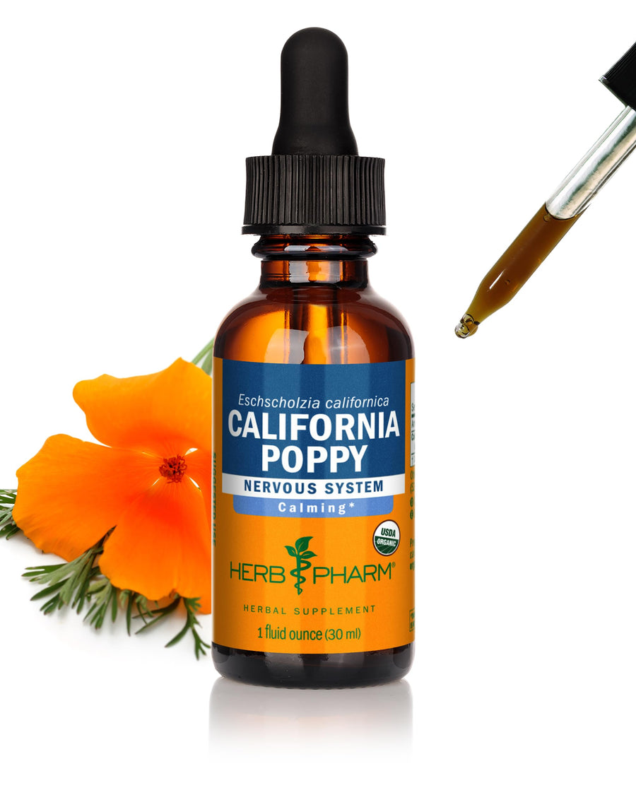 Certified Organic California Poppy Liquid Extract for Calming Nervous System Support - 1 Ounce