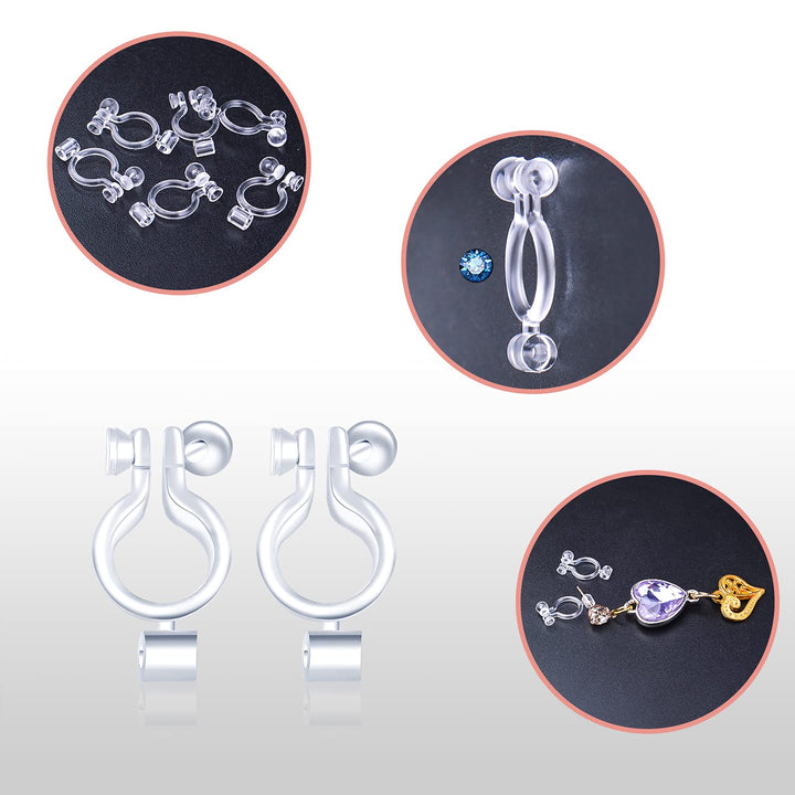 20pcs Clear Resin Clip-on Earring Converter Components Fit 2 mm Rhinestone Non-Pierced Earring Studs Findings Replacement for Women Men Girls DIY Jewelry Making, 14 mm x 7.4 mm