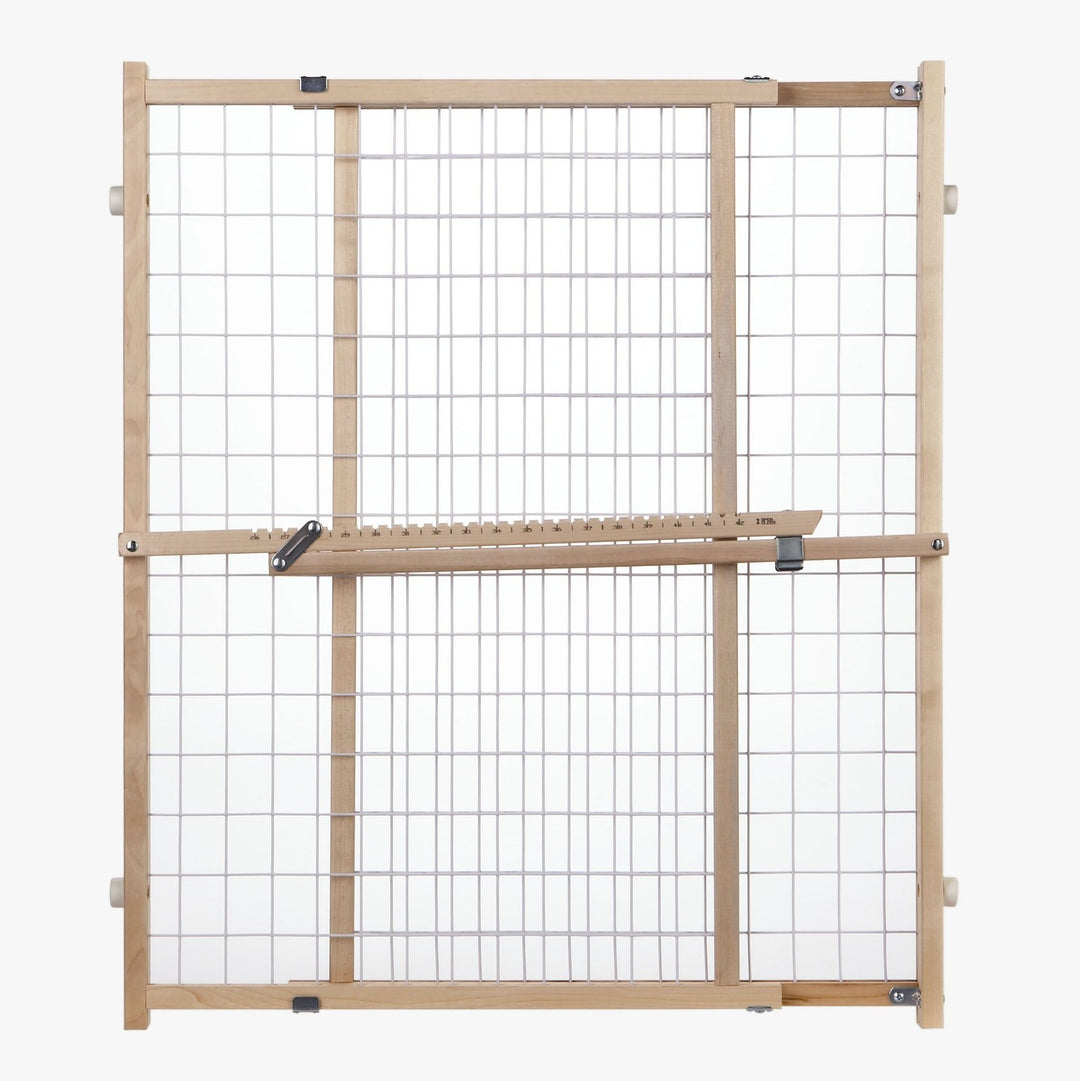 Extra Wide Wire Mesh Wooden Baby Gate: 29.5-50 Wide. Pressure Mounted Baby Gate for Doorway. (31 Tall, Sustainable Hardwood)