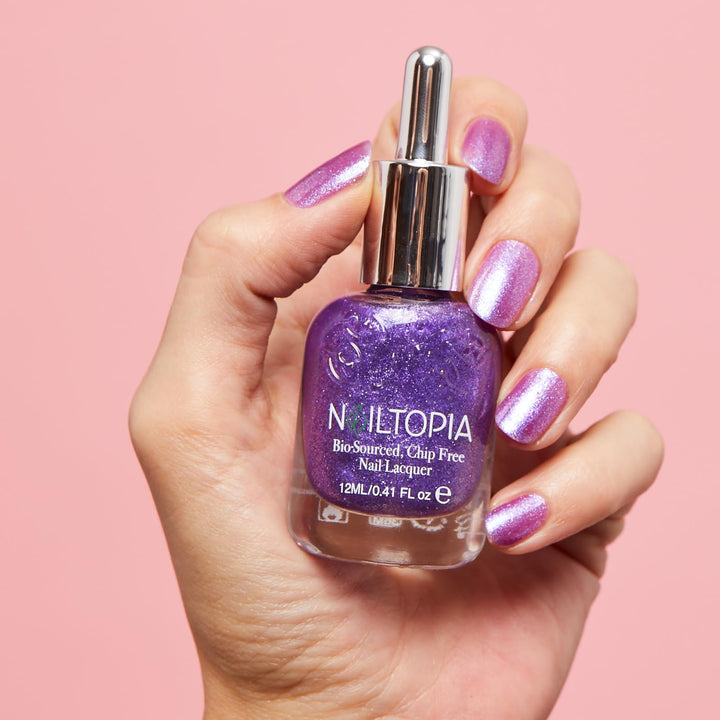 - Plant-Based Chip Free Nail Lacquer - Non Toxic, Bio-Sourced, Long-Lasting, Strengthening Polish - Jomo (Sheer Purple) - 0.41oz