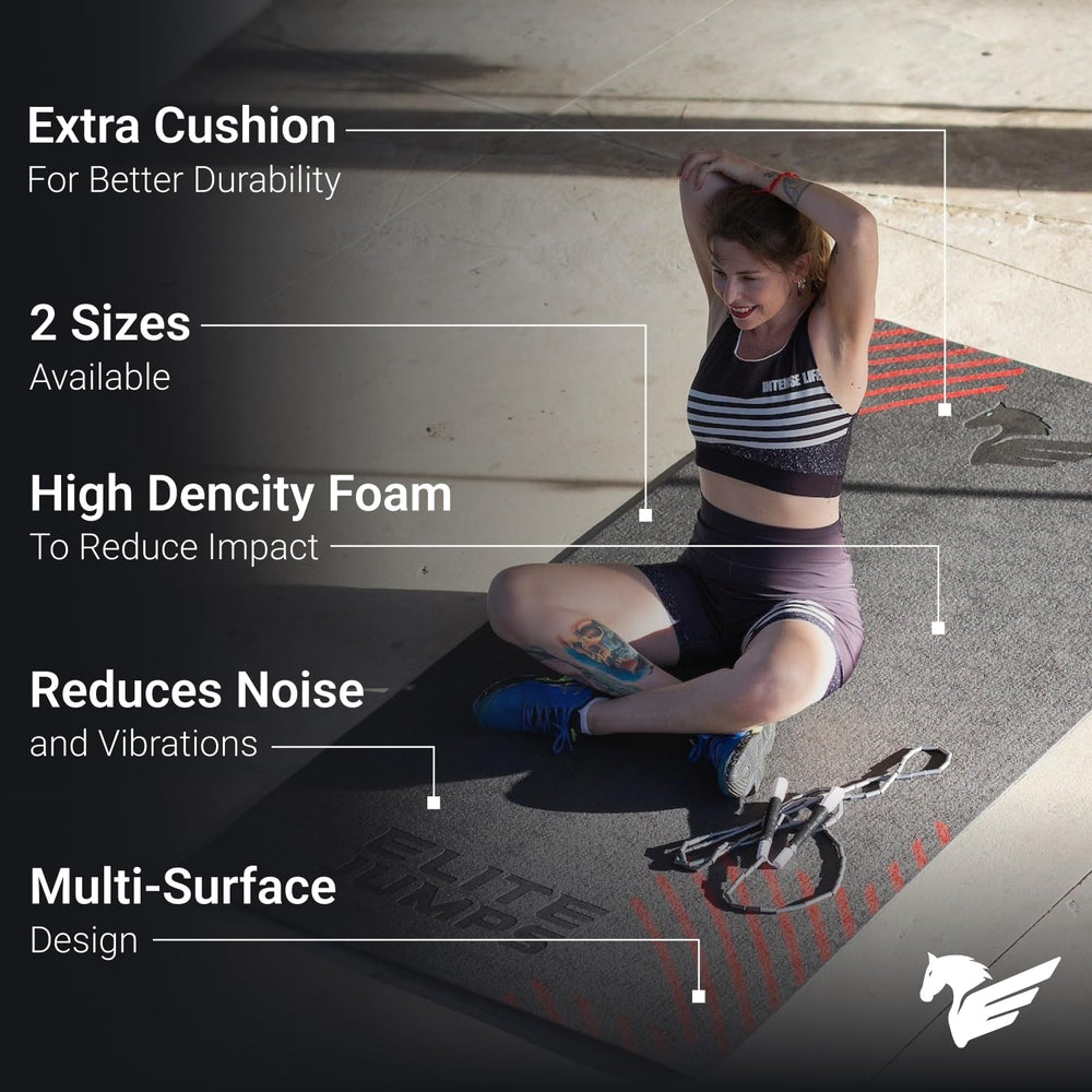 Elite Jumps Premium Jump Rope Mat- Large Format Indoor/Outdoor Non Slip Mat - Home Workout Exercise Mat -Suitable for All Surfaces - Standard