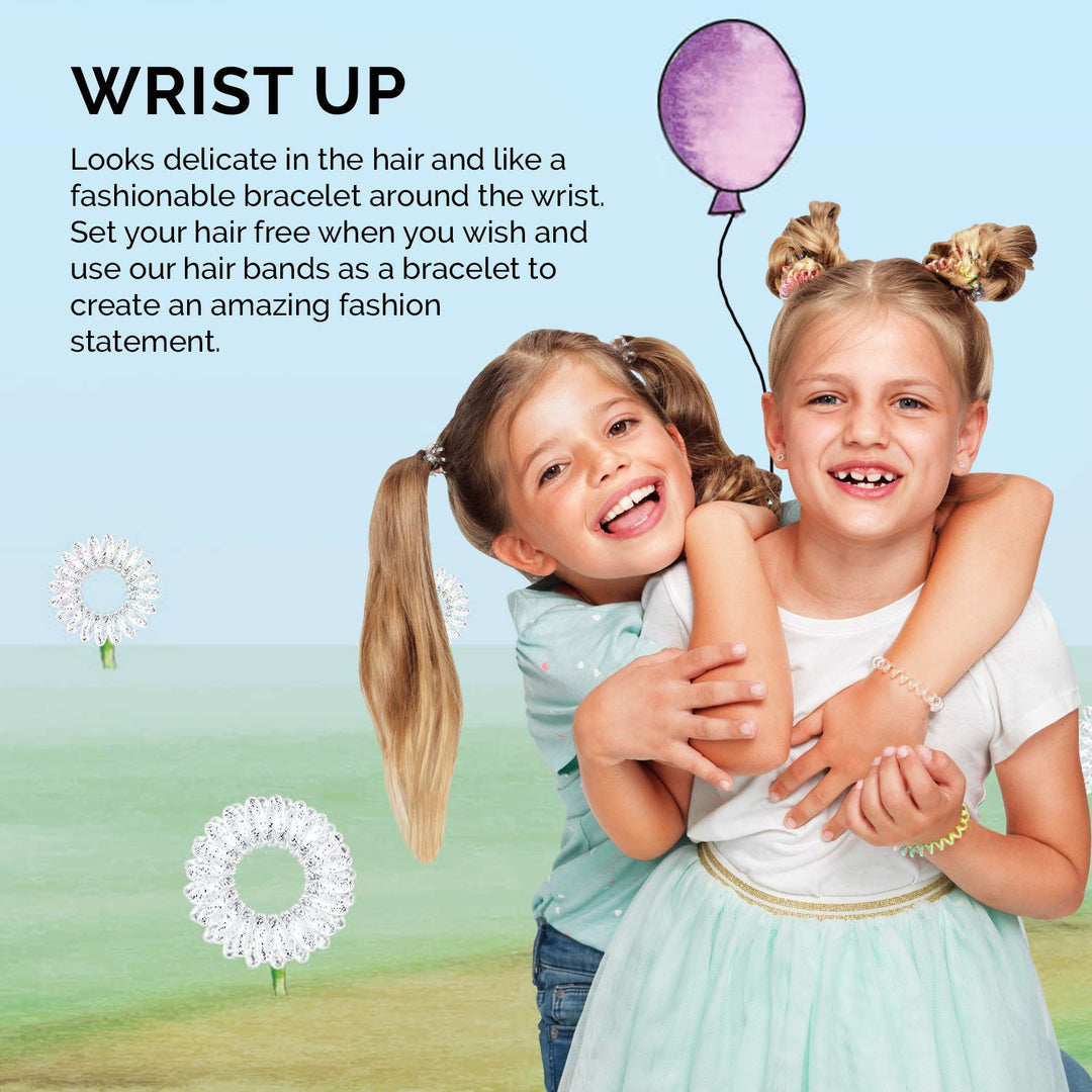 invisibobble Kids Spiral Hair Ring - 5 Pack, Princess Sparkle - No-Ouch Coil Hair Ties with Strong Grip - Accessories for Girls Toddlers and Kids - Non-Soaking and High Wearing Comfort Updo Tool