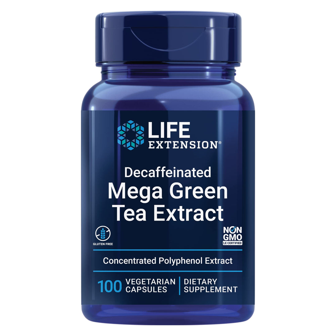 Decaffeinated Mega Green Tea Extract – Polyphenol-Rich, Cell Health, Heart Health, Brain Health, Antioxidant Protection – Non-GMO, Gluten-Free, Vegetarian – 100 Capsules