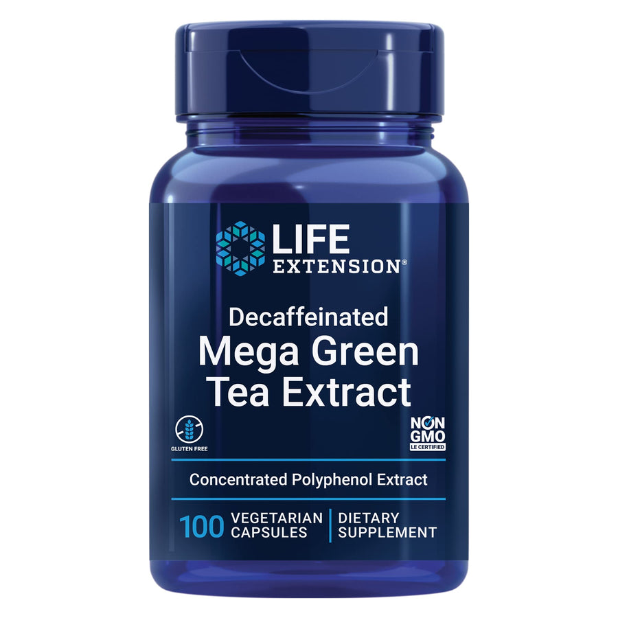 Decaffeinated Mega Green Tea Extract – Polyphenol-Rich, Cell Health, Heart Health, Brain Health, Antioxidant Protection – Non-GMO, Gluten-Free, Vegetarian – 100 Capsules