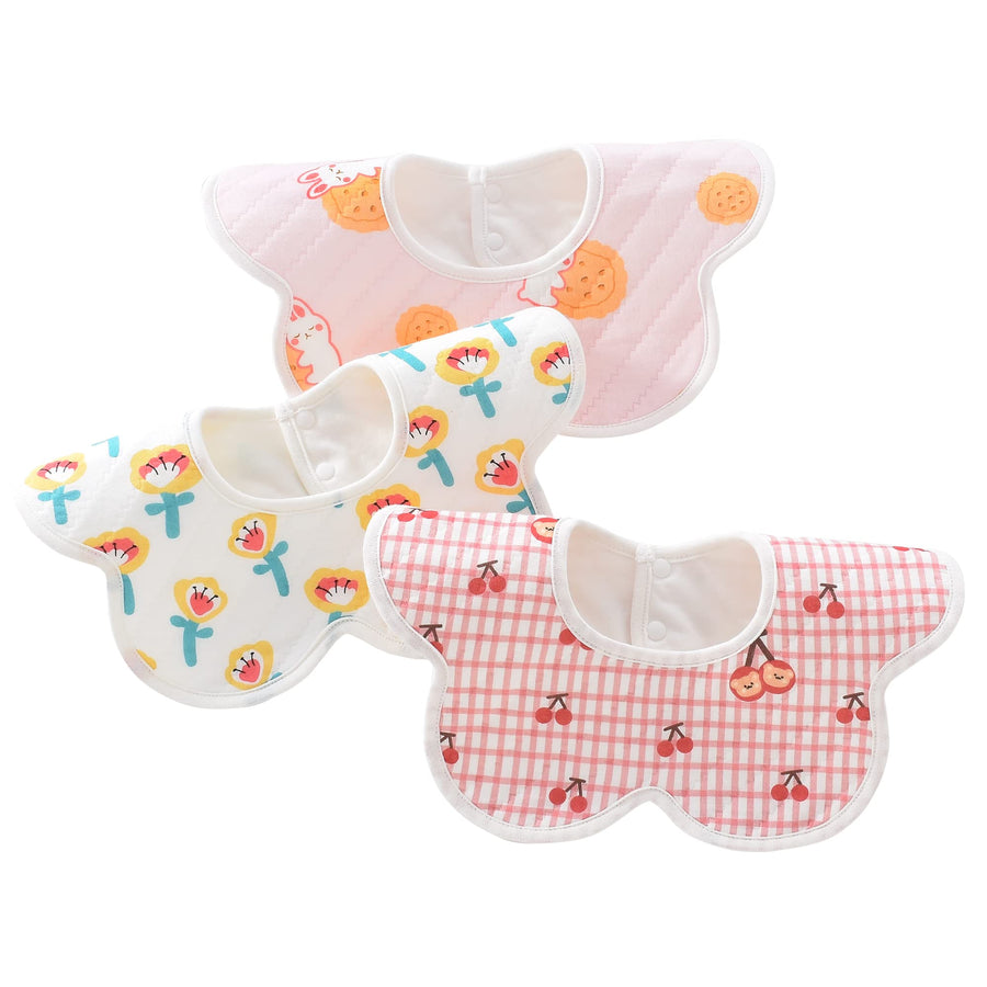 Toddler bib for girls Baby Bibs for Eating and Drooling 3 Pack 360 Rotate Baby Feeding Bibs for Girls