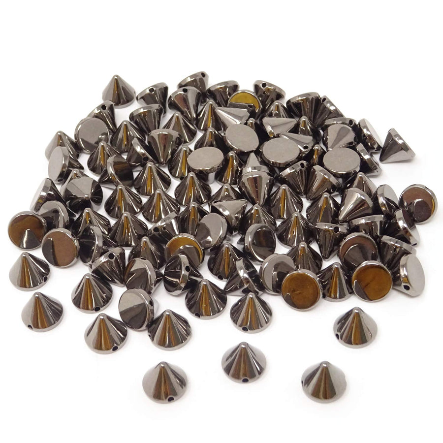 100PCS Acrylic Punk Bullet Rivets Cone Spike Studs Beads, Sew on or Glue on (Gold)