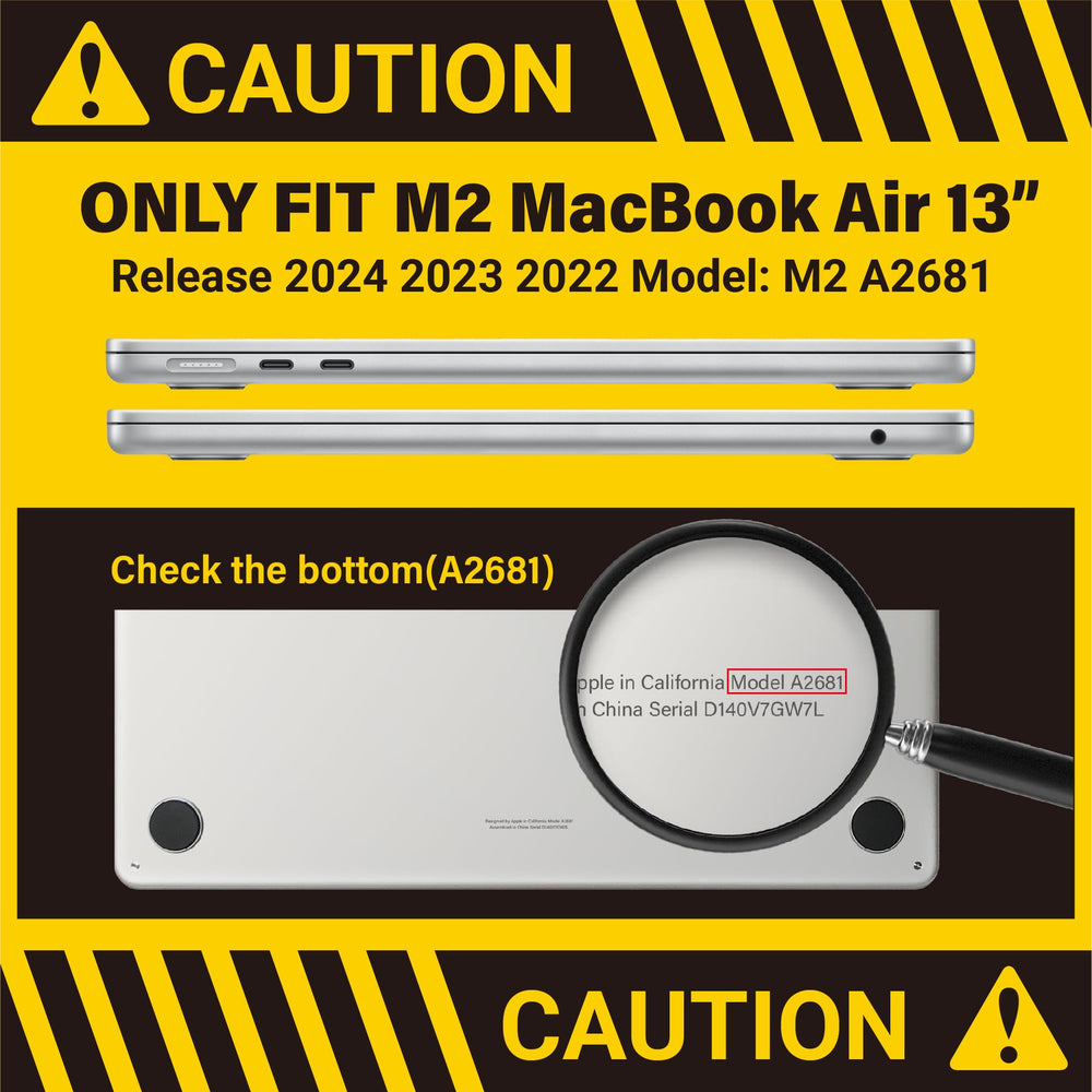 Compatible with New 2024 2023 2022 MacBook Air 13 inch M2 case, Model A2681, Plastic Hard Shell Case with Keyboard Cover for M2 Mac Air 13.6 in with Touch ID, Black Marble, MAT13-KK-BKMB+1