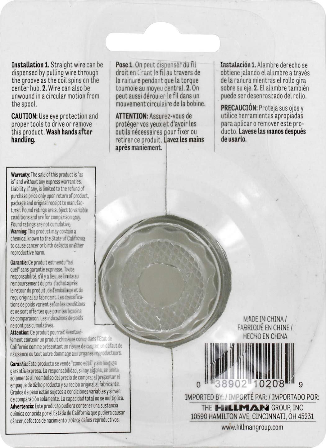 Hillman Steel 20 Gauge Galvanized Hobby Wire, 20 x 175', Silver, Corrosion Resistant, 15 lbs. Capacity
