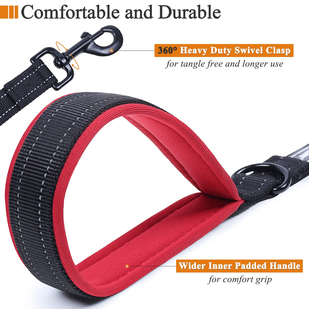 Double Dog Leash, Two Dog Leash No Pull & Tangle Free Bungee Dog Leash, Dual Dog Leash with Traffic Handles Reflective for Medium to Large Dogs for Daily Walking & Training