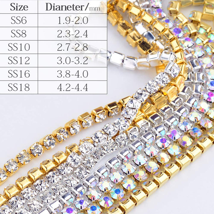 1 Roll 10 Yards Rhinestone Chain, Crystal Rhinestones Close Chain, Sew on Crystal Rhinstone Chain Trim, Crystal Claw Cup Chain Roll (Crystal AB, SS16 4MM)