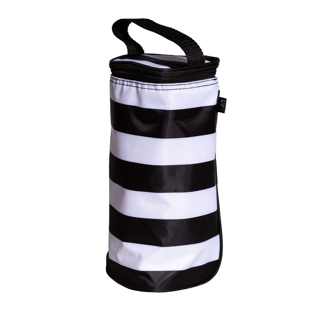 Breastmilk Cooler Bag - Ice Pack Included - Insulated & Leak Proof Newborn Bottle Bag - Fits 1-2 Bottles - Bottle Bag for Daycare - Breastmilk Cooler Bag for Travel - Black Stripe