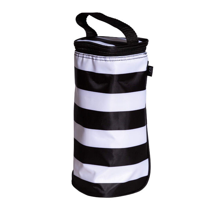Breastmilk Cooler Bag - Ice Pack Included - Insulated & Leak Proof Newborn Bottle Bag - Fits 1-2 Bottles - Bottle Bag for Daycare - Breastmilk Cooler Bag for Travel - Black Stripe