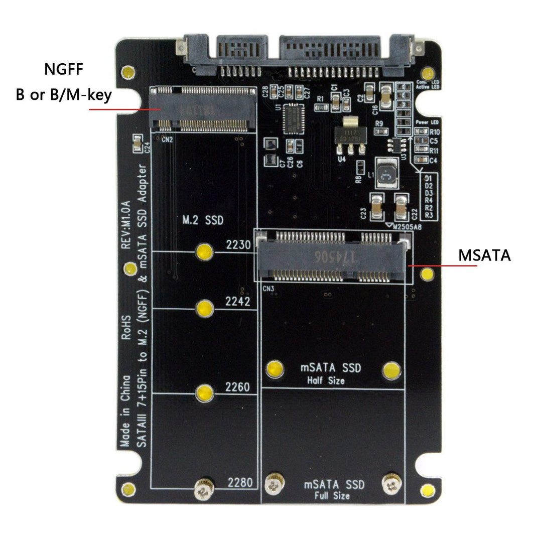 CableCC 2 in 1 Combo M.2 NGFF B-key & mSATA SSD to SATA 3.0 Adapter Converter Case Enclosure