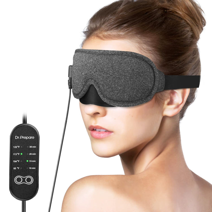 Heated Eye Mask, USB Eye Mask for Dry Eyes with Temperature & Timer Control, Earplugs, Warm Eye Compress Heating Pad for Sleep, Dry Eyes, Blepharitis, Dark Circles, MGD and Puffy Eyes