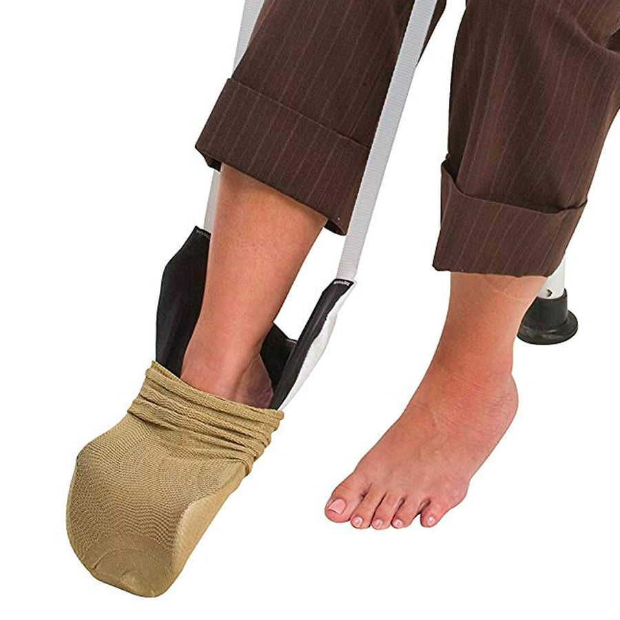 Deluxe No Bend Sock Aid to Easily Pull on Socks, White