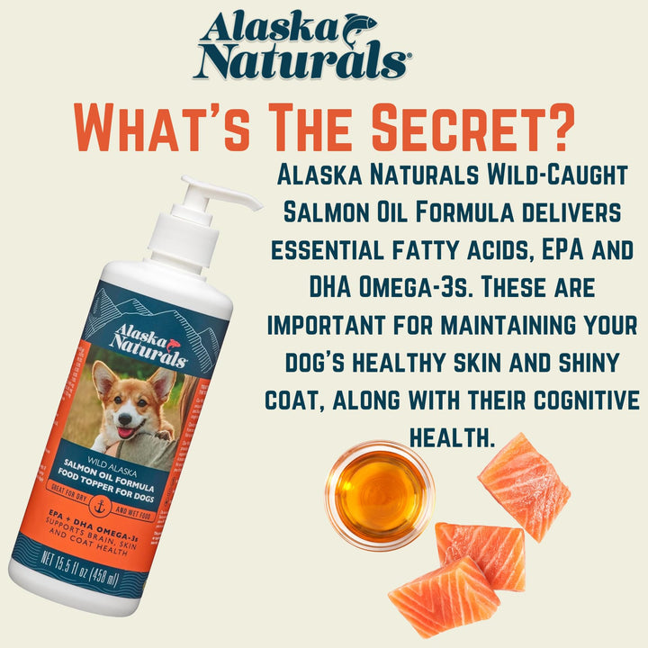 Wild Alaskan Salmon Fish Oil Supplement for Dogs Skin and Coat with EPA DHA Omega 3 Fatty Acids Liquid Food Topper 32 oz. Pump
