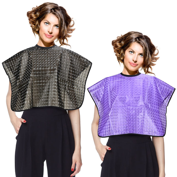 2 Pieces Short Hair Capes Waterproof Hair Dye Cape Comb-Out Cape Smock Hair Dye Shampoo Hair Cape Makeup Apron Cape Salon Barber Bib Cape Hair Coloring Capes for Hair Styling, Black