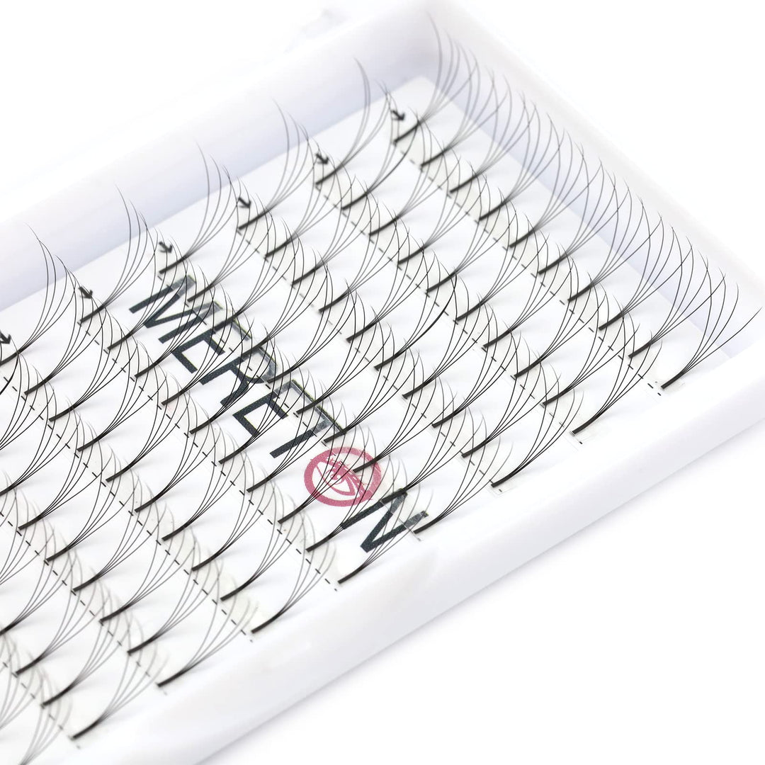 Premade Fans Volume Eyelash Extensions 3D 0.10mm C Curl 8-15mm Mixed Tray,Long Stem Cluster Natural Soft Individual Volume Eyelashes Extension (3D-0.10C-8-15mix)