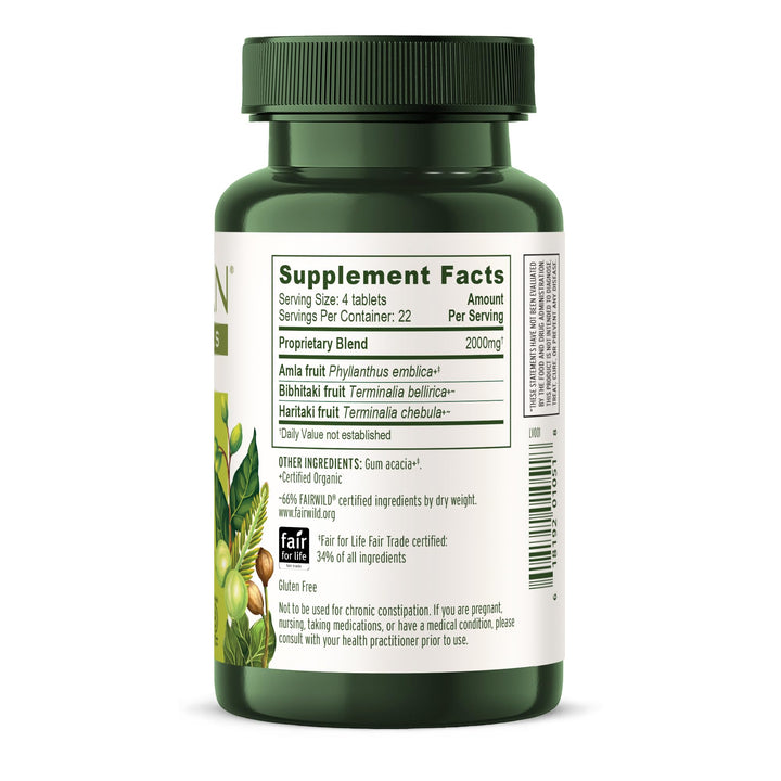 Triphala Tablets - Organic Triphala Supplement with Amla, Haritaki & Bibhitaki – For Digestion, Elimination & Healthy Gut Microbiome* – 90 Tablets – Non-GMO Sustainably Sourced Vegan