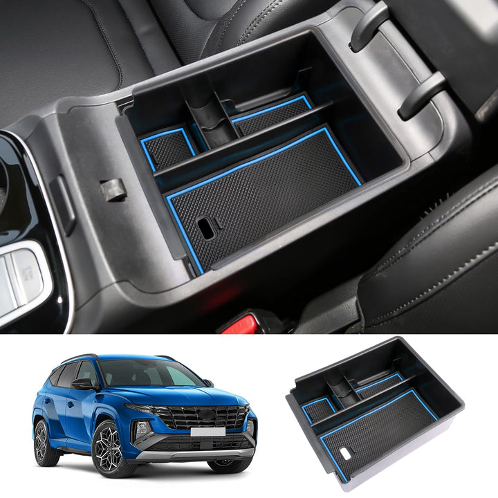 LUWU 2023 2024 Hynudai Tucson Center Console Organizer 2022-2024 Tucson NX4 Armrest Storage 2024 Tucson Console Organizer Tray Tucson SE/SEL/XRT Armrest Organizer 2023 2024 Tucson Accessories (Blue)