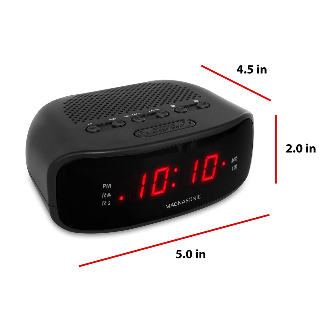 Digital AM/FM Clock Radio with Battery Backup, Dual Alarm, Sleep & Snooze Functions, Display Dimming Option (EAAC200)