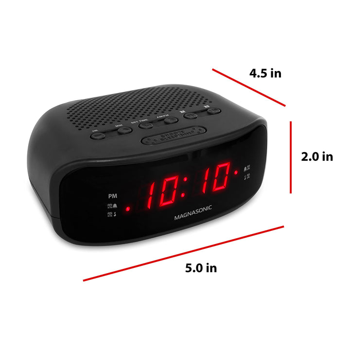 Digital AM/FM Clock Radio with Battery Backup, Dual Alarm, Sleep & Snooze Functions, Display Dimming Option (EAAC200)
