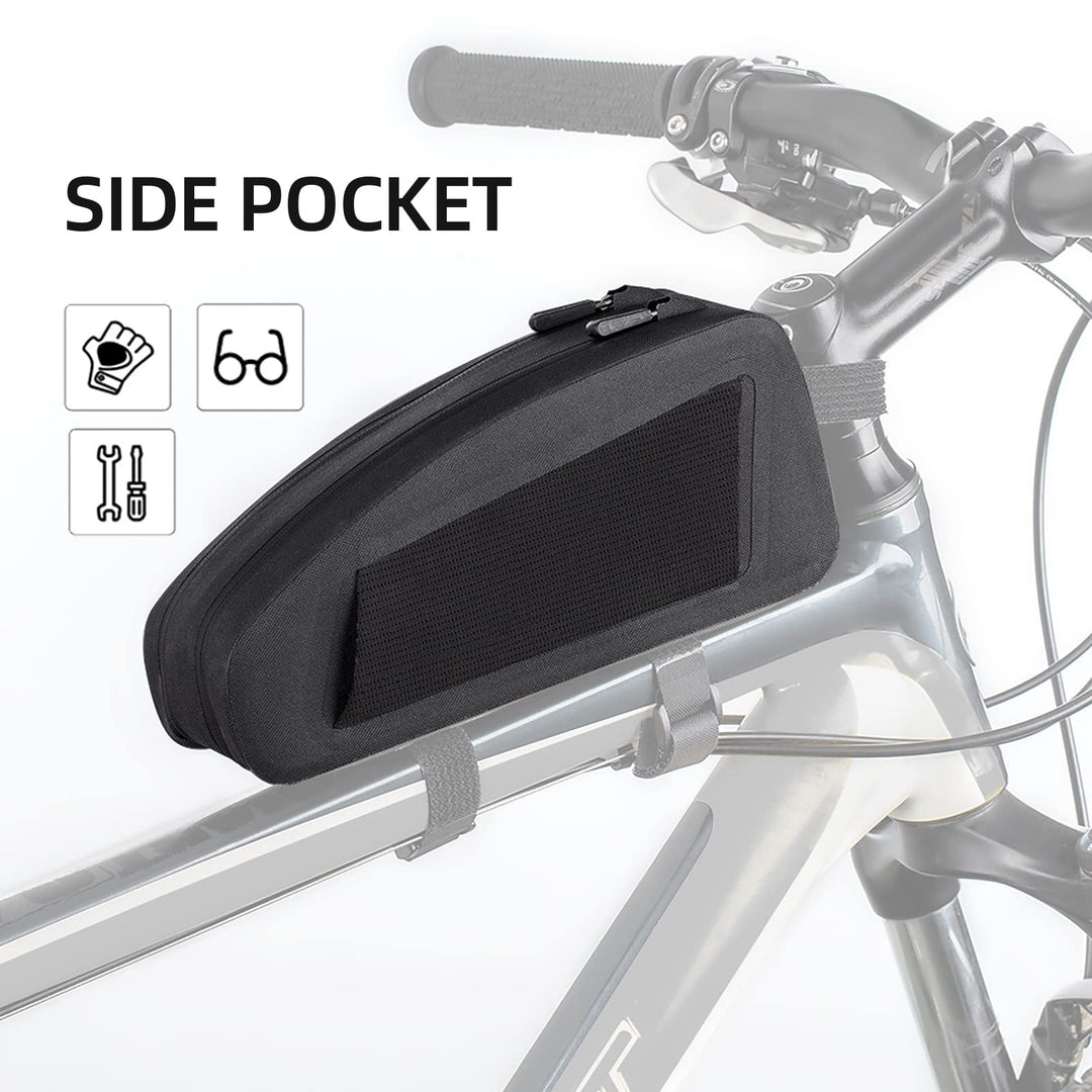 Bike Bag Top Tube Bike Frame Bag Waterproof Two Zipper Pockets Bike Pouch Top Tube Bike Bags for Bicycles