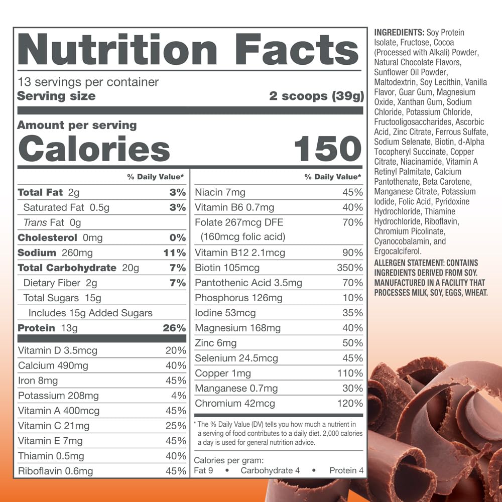 Total Soy Meal Replacement Soy Protein Blend, Bavarian Chocolate, 150 Calories Per Serving,13 Servings per Tub