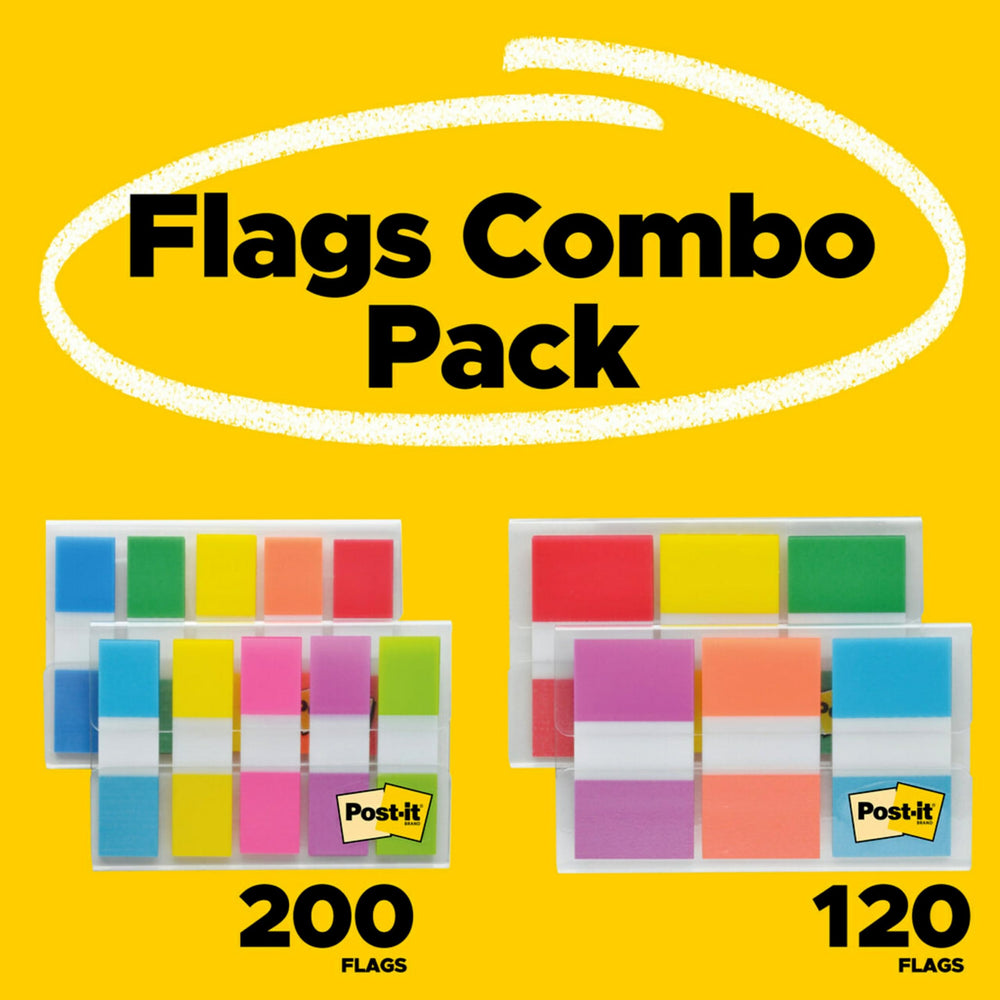 Flags Combo Pack, 4 On-The-Go Dispensers/Pack, 120 .94 in Wide and 200 .47 in Wide Flags, Assorted Colors (683-XL1)