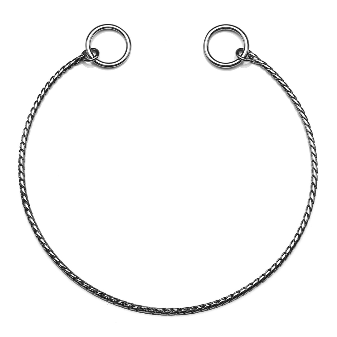 Stainless Steel Dog Choke Chain Collar, Puppy Metal Snake Chain Pet Show Slip Collar Choker for Training Walking (Black;16.0*3.0mm)