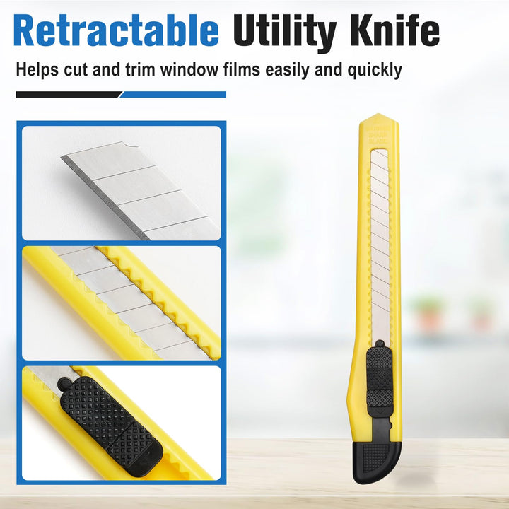 Window Tint Kit, Window Privacy Film Installation Tint Tools, 3 Pieces Easy to Apply Privacy Window Film and Car Glass Application Kit Include Vinyl Squeegee, Utility Knife, Spray Bottle