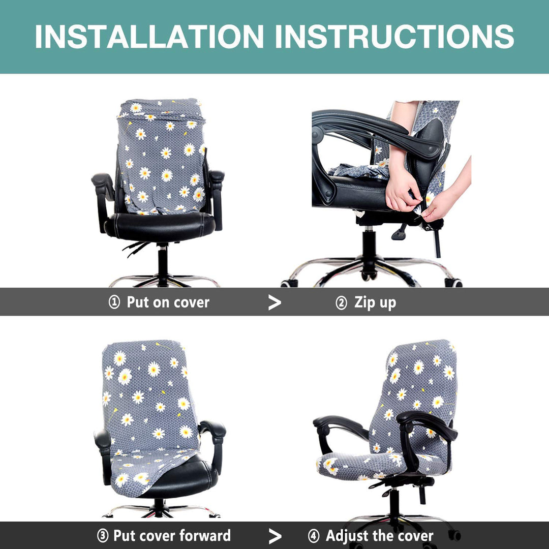 Office Chair Cover - Universal Stretch Desk Chair Cover, Computer Chair Slipcovers (Size: L) - Black