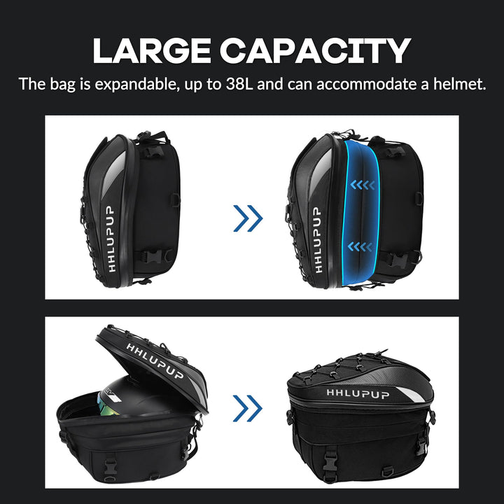 Motorcycle Tail Bag Seat Helmet - 38L Motorcycle Backpack Waterproof Luggage Bags Waterproof Luggage Bags Motorbike Helmet Bag 25L-38L Large Capacity Dual Use Bag (White)