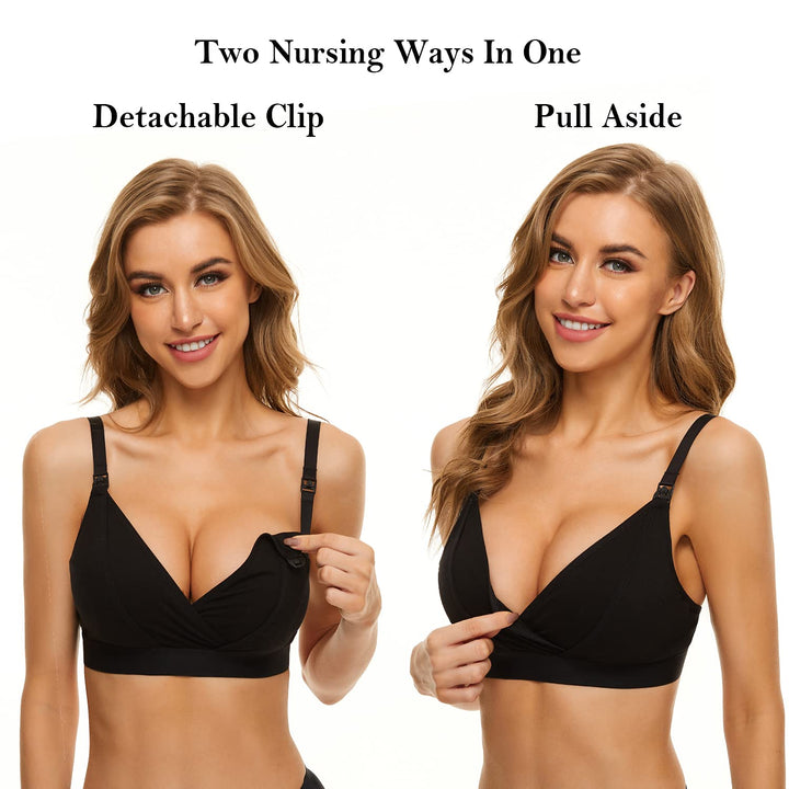 Pumping Bra Hands Free Pumping and Nursing Bra, Adjustable Wireless Comfortable Breast Pumping Bra Fits Breast Pumps, Small-XX-Large (Black, Medium)