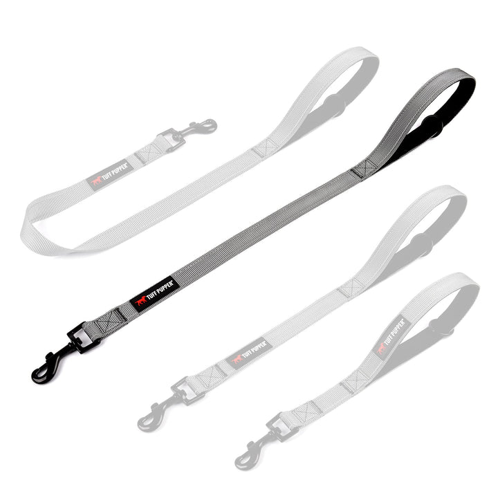 Short Dog Leash for Dog Training | 24 Inch | Perfect for Service Dog Harness & Short Training Leash | Traffic Leash Handle w/Padding | Short Leash Dog Coupler Steel Gray