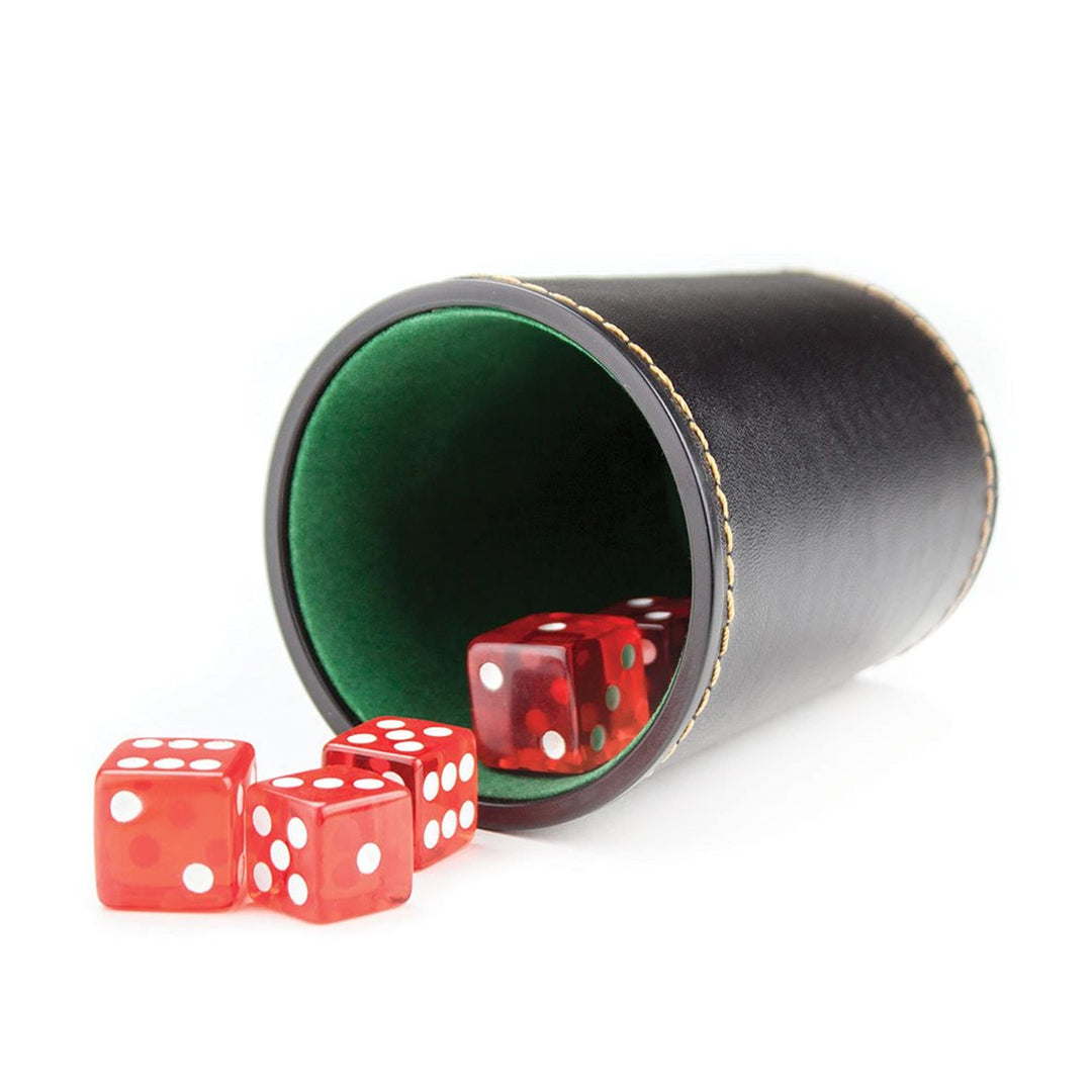 Felt-Lined Synthetic Leather Dice Cup 4x3x3 in