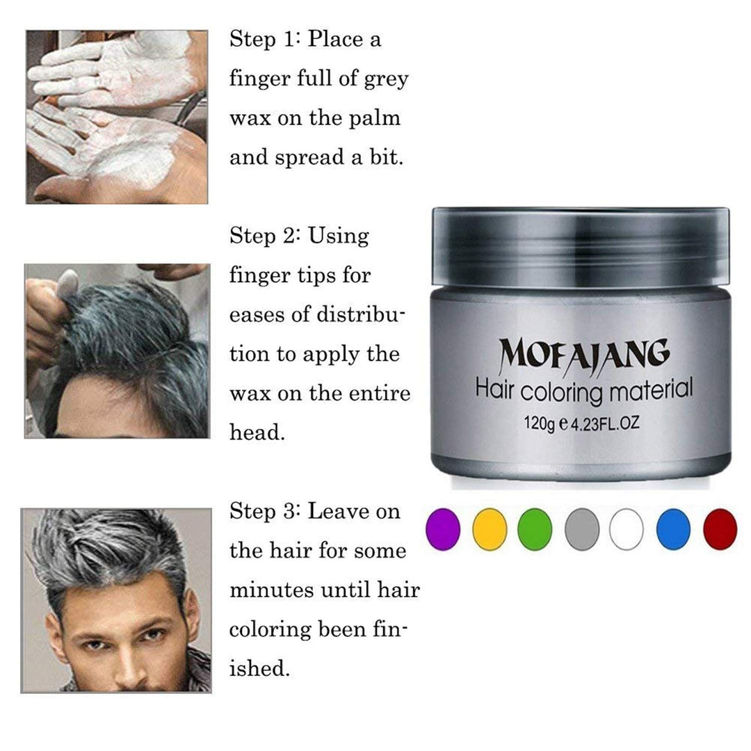 Mofajang Hair Wax Dye Styling Cream Mud, Natural Hairstyle Color Pomade, Washable Temporary, Gray