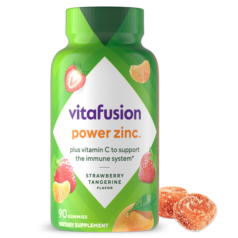 Power Zinc Gummy Vitamins, Strawberry Tangerine Flavored Immune Support (1), 90 Count