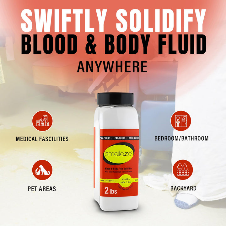 SMELLEZE Blood & Body Fluid Clean Up Super Absorbent Solidifier & Deodorizer: 2 lb. Granules