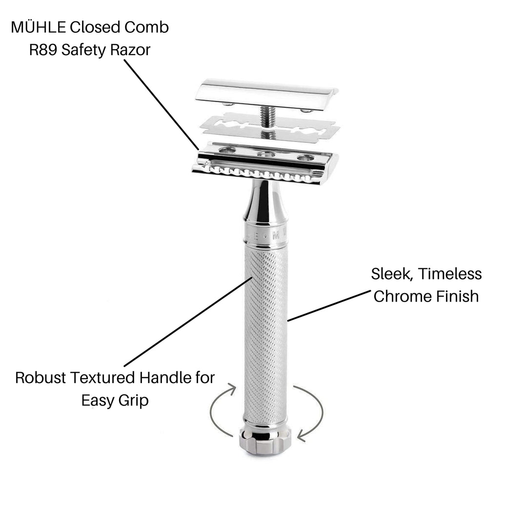 TRADITIONAL Twist Safety Razor (Closed Comb) | Perfect for Everyday Use | Barbershop Quality Close Smooth Shave | Luxury Razor for Men