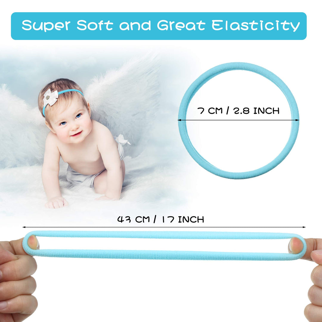 100 Pieces Soft Stretchy DIY Solid Nylon Headbands Elastic Baby Hair Ties