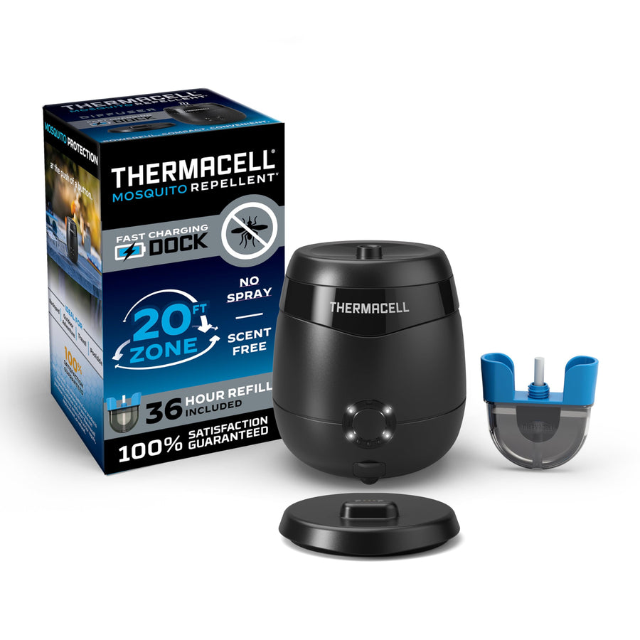 Mosquito Repellent E-Series Rechargeable Repeller; Patio Shield 20’ Mosquito Protection Zone; Includes 36-Hr Repellent Refill; No Flame or Scent; Bug Spray and Bug Zapper Alternative