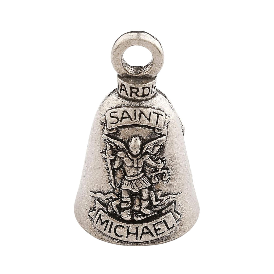 Religious Good Luck Bell w/Keyring & Black Velvet Gift Bag | Motorcycle Bell | Lead-Free Pewter | Made in USA