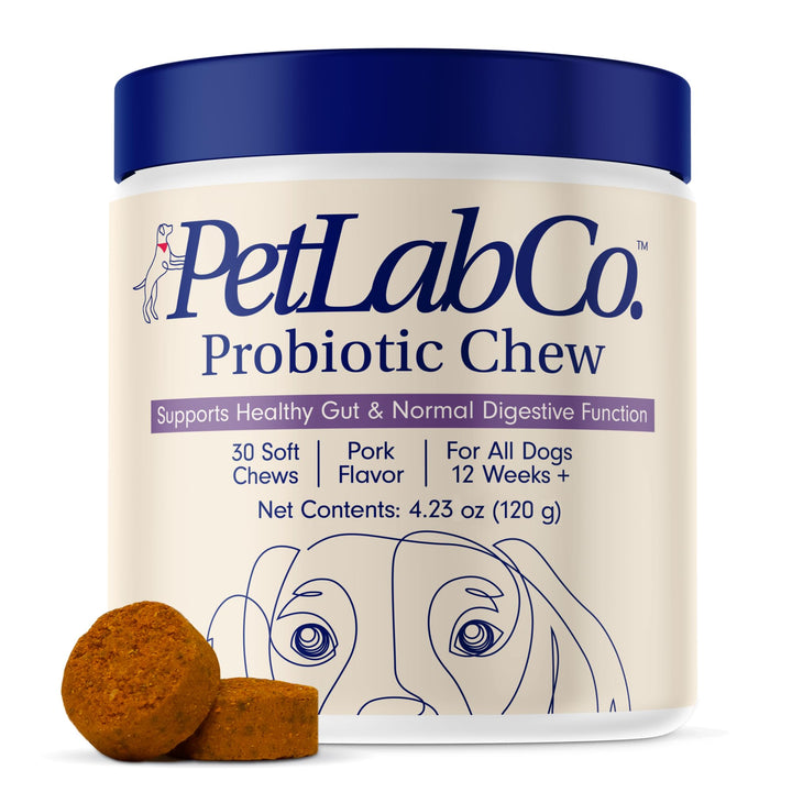 Probiotics for Dogs, Support Gut Health, Occasional Diarrhea, Digestive Health & Seasonal Allergies - Pork Flavor - 30 Soft Chews - Packaging May Vary