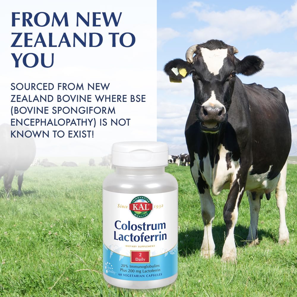 Colostrum Lactoferrin, 20% Immunoglobulins | Lactoferrin & Beta Glucan | Healthy Immune Support | 30 Serv | 60 Caps