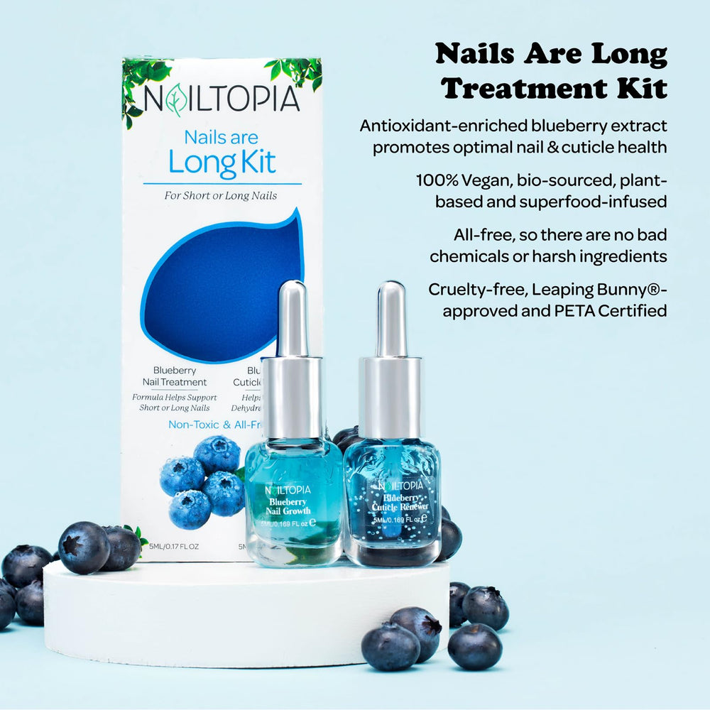 - Nails are Long Kit, Supports Short/Long Nails & Dehydrated Cuticles - Plant-Based, Non Toxic, Bio-Sourced - Hardening & Conditioning Superfood Treatment - Blueberry Extract (Clear) - 2 Pc