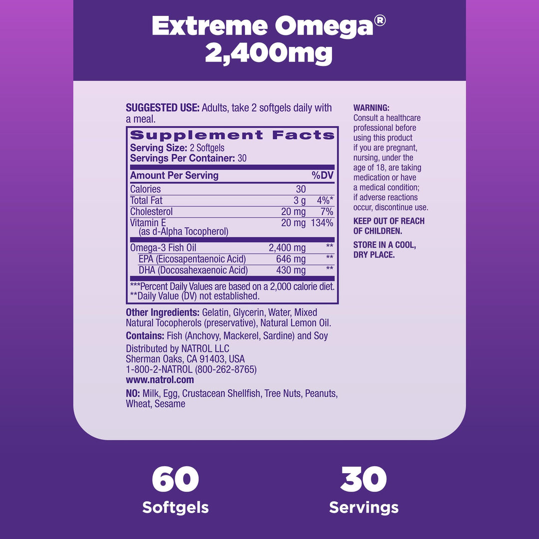 , Omega-3 Extreme Softgels, Heart Health Dietary Supplement, 60 Count